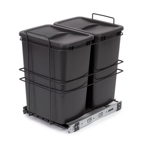emuca RecyclingRecyclingbehälterRecycle für Bodenmontage und manuellen Auszug in Küchenzeile, 2x35 Liter, Kunststoff, anthrazitgrau - Anthrazitgrauer