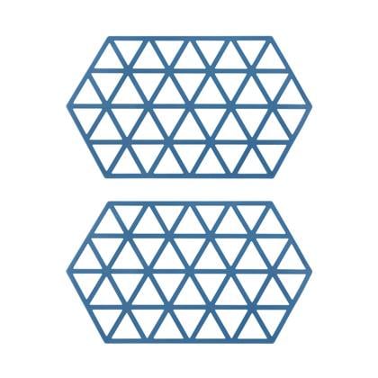 Krumble Siliconen pannenonderzetter Hexagon lang - Blauw - Set van 2