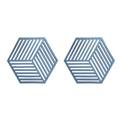 Krumble Pannenonderzetter Hexagon - Blauw - Set van 2