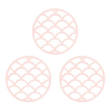 Krumble Pannenonderzetter met schubben patroon - Roze - Set van 3