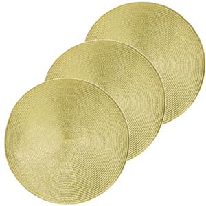 Merkloos 12x Luxe ronde placemats goud cm geweven/gevlochten -