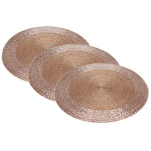 Merkloos 8x stuks placemats/onderleggers champagne rond D35 cm -