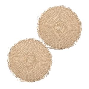 Secret de Gourmet Set van 10x stuks ronde placemats raffia naturel cm -