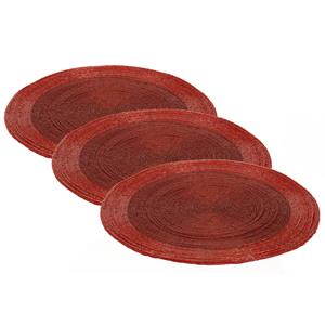 Merkloos 12x stuks placemats/onderleggers rood rond D35 cm -