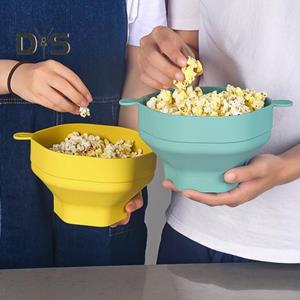 DYS Kitchen 1 set hittebestendige popcornkom, eenvoudig te gebruiken, praktische magnetron, siliconen popcornmakerkom met deksel