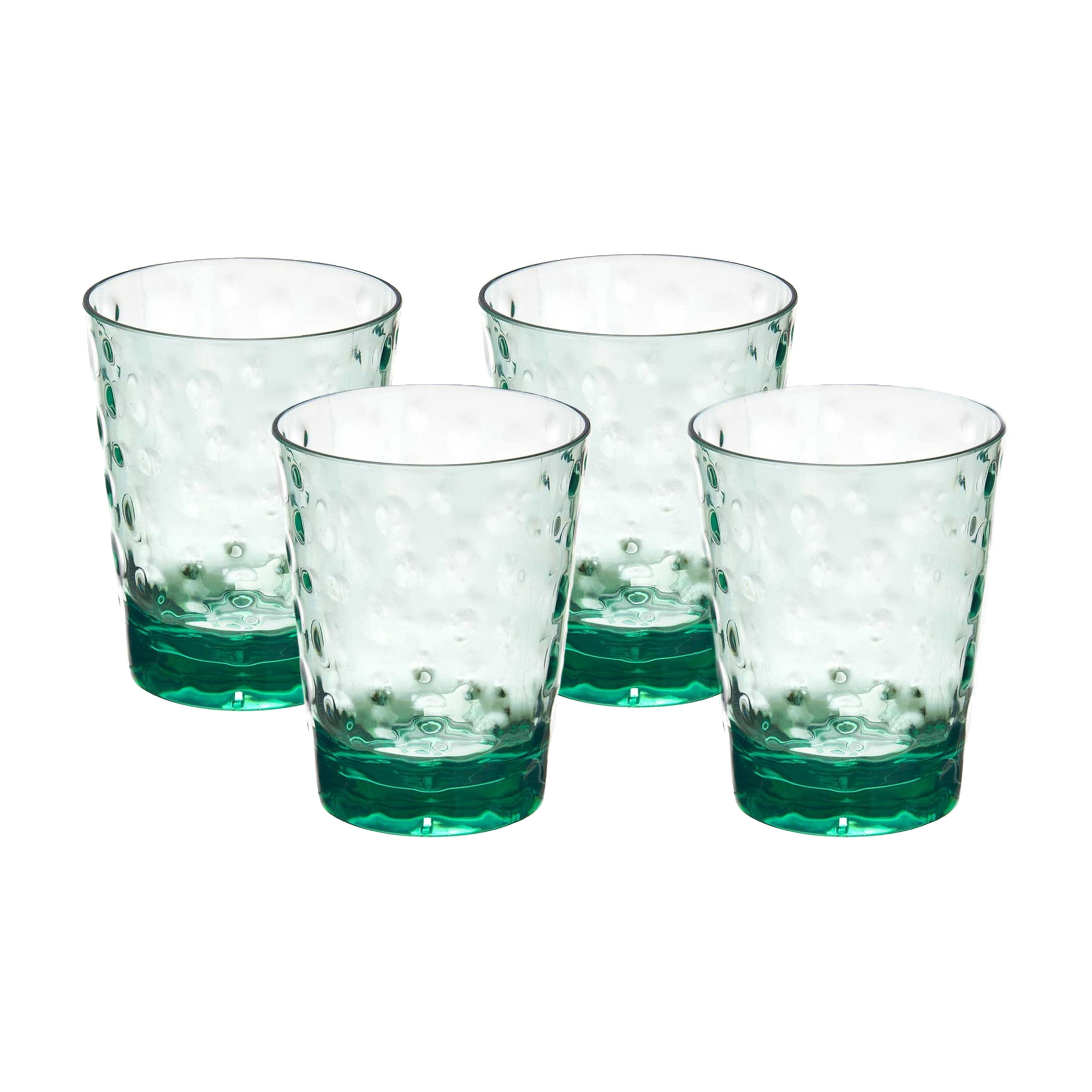 Leknes Drinkglas Gloria - 4x - transparant groen - onbreekbaar kunststof - 470 ml -