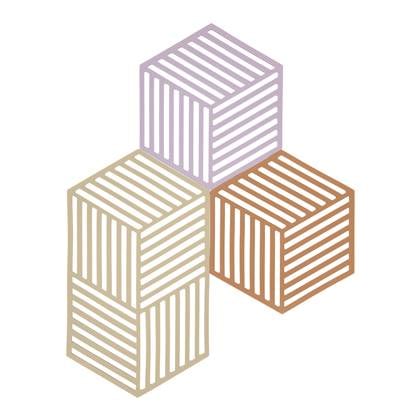 F&H Group Untersetzer-Set Hexagon 3 Stck. Indigo/Fog/Olive Taupe