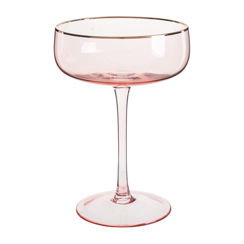 Xenos Champagneglas gouden rand - roze - 220 ml