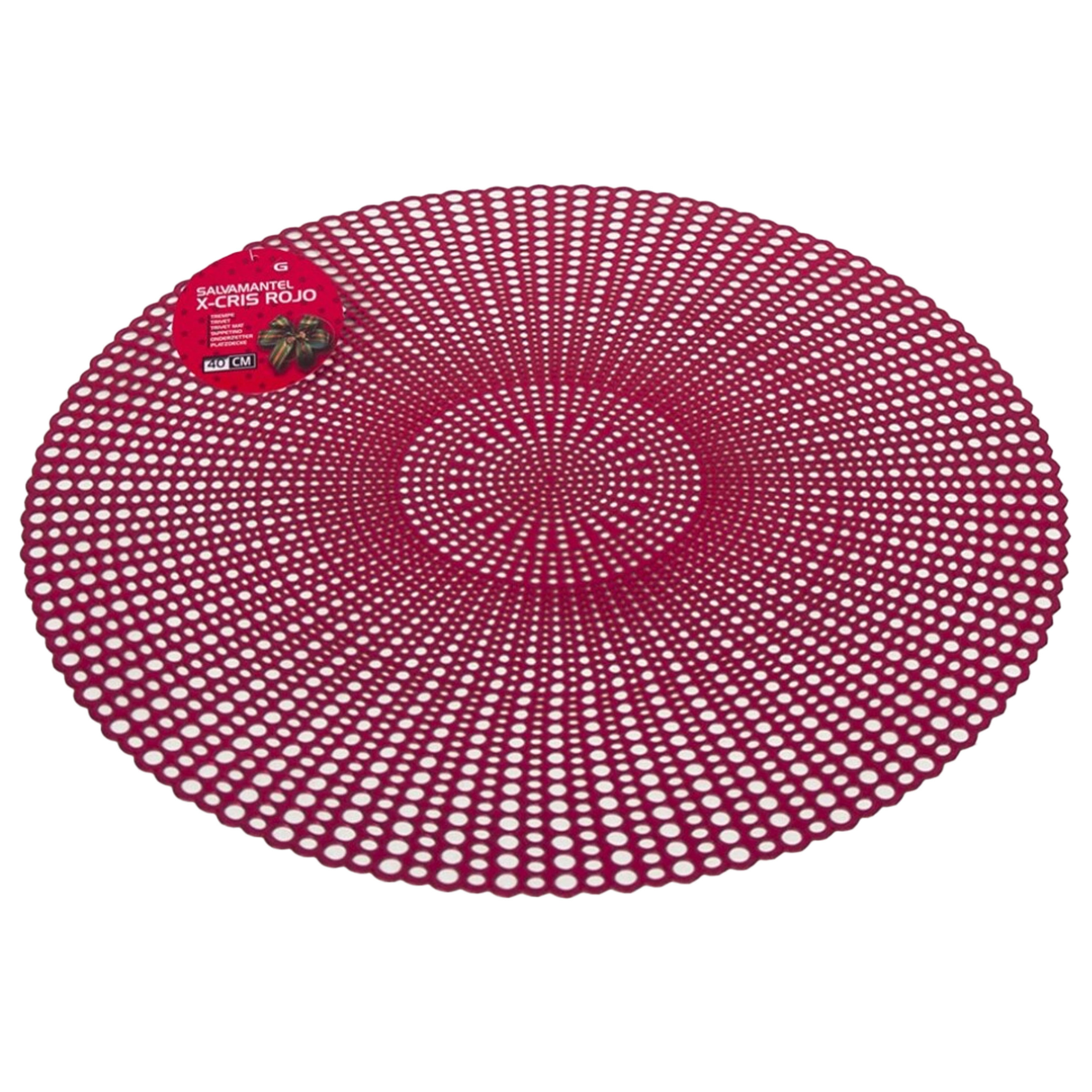 Gerimport Ronde kunststof dinner placemats rood-kleur met diameter cm -