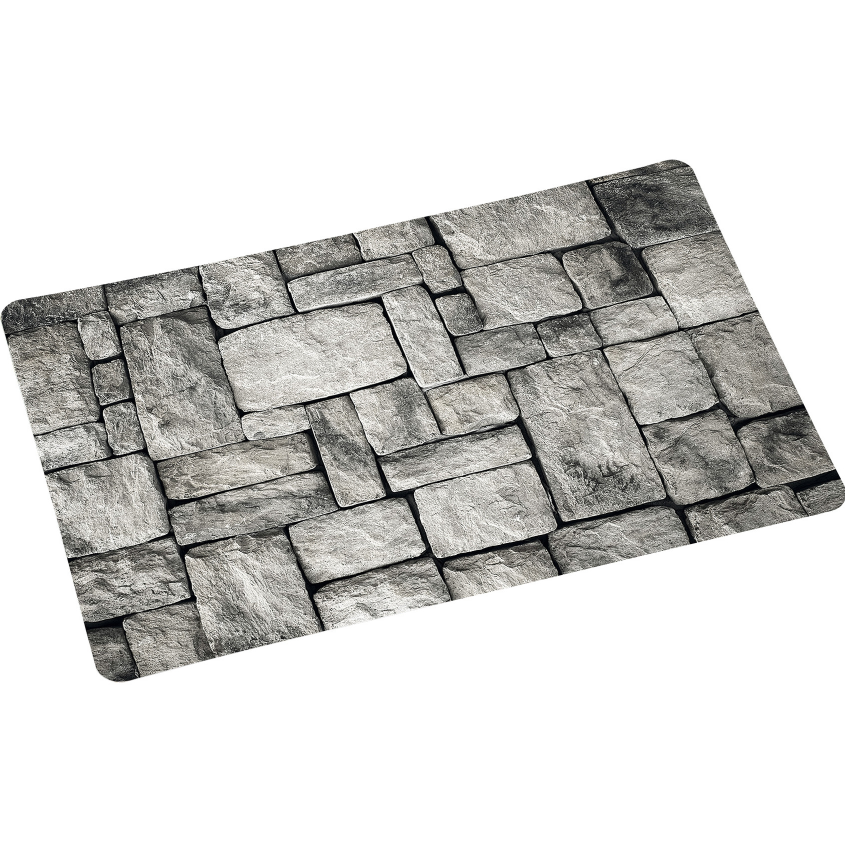 Merkloos 1x Rechthoekige placemats grijze stenen print 28 x 43 cm -