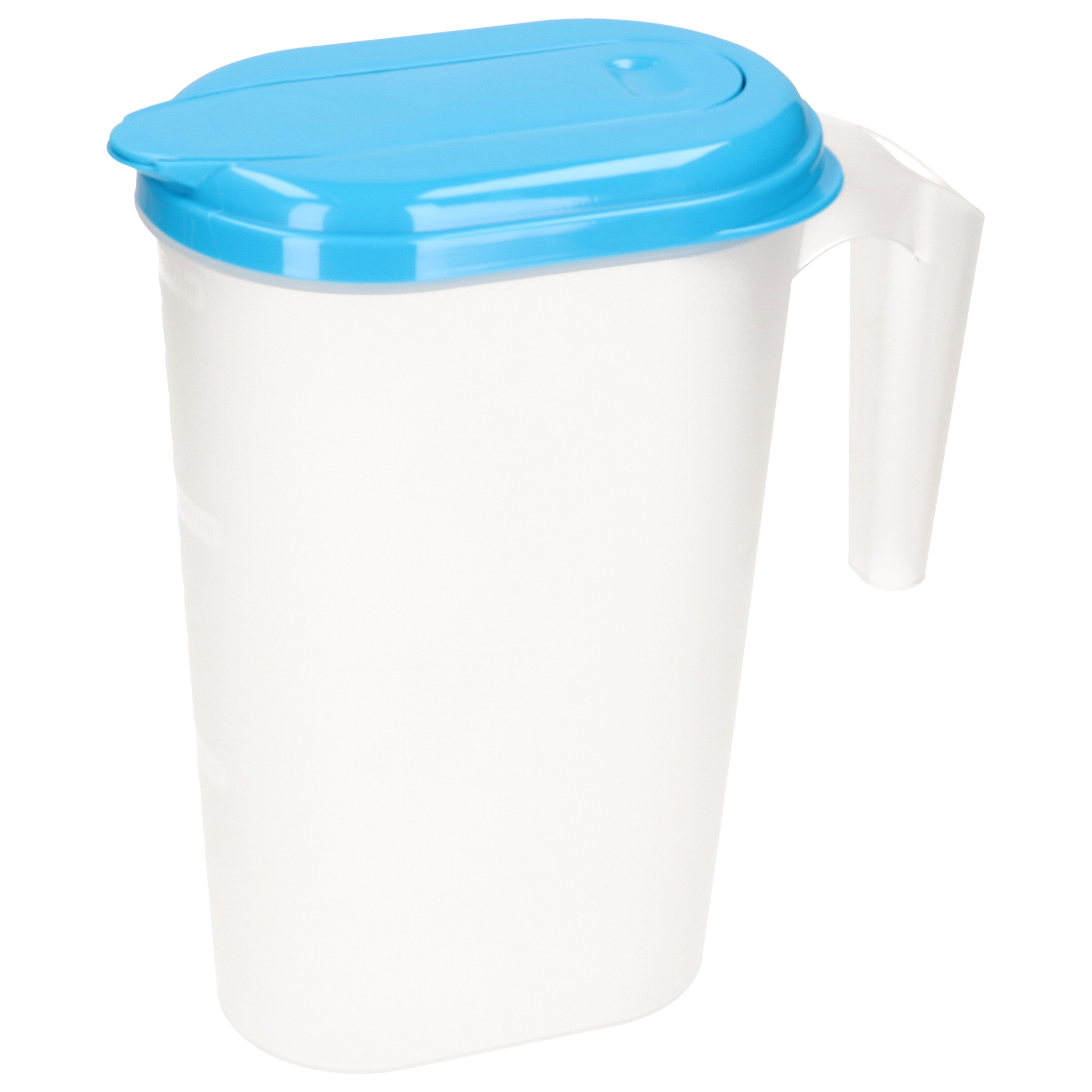 PlasticForte Waterkan/sapkan transparant/blauw met deksel 1.6 liter kunststof -