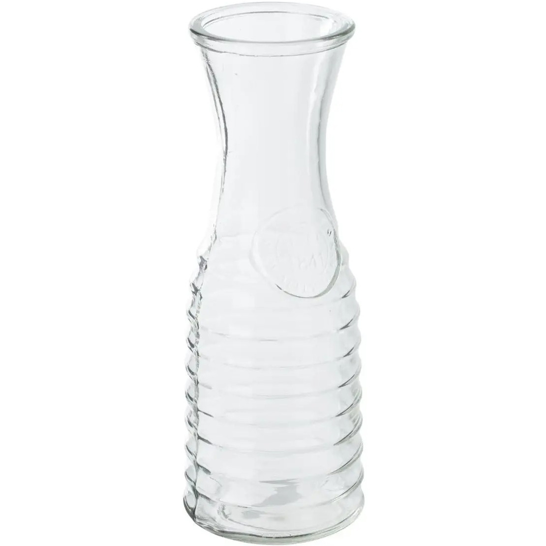Secret de Gourmet Karaf/schenkkan 1 liter van ribbel glas met uitlopende hals -