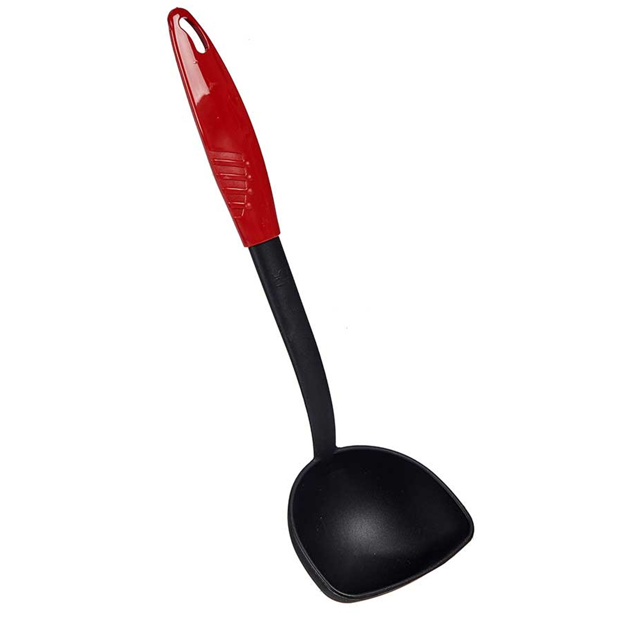 LYRA Kook/keuken gerei - soeplepel - zwart/rood - kunststof - 30 cm -