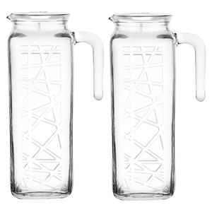 Glasmark Waterkan - 2x - met deksel - 1L - glas - schenkkan - waterkaraf -
