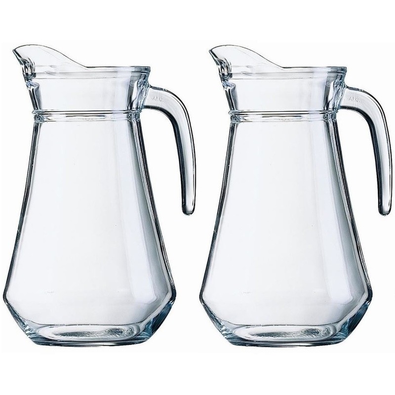 Shoppartners 2x Schenkkan van glas 1 liter van 20 cm -