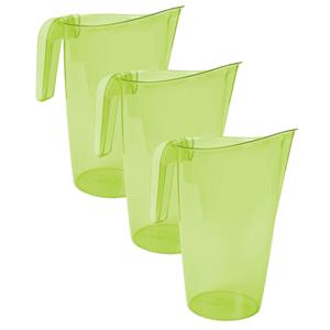 Hega Hogar 3x stuks waterkan/sapkan transparant/groen met inhoud 1.75 liter kunststof -