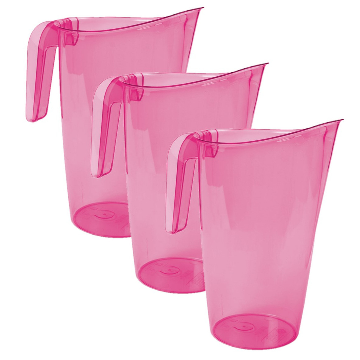Hega Hogar 3x stuks waterkan/sapkan transparant/roze met inhoud 1.75 liter kunststof -