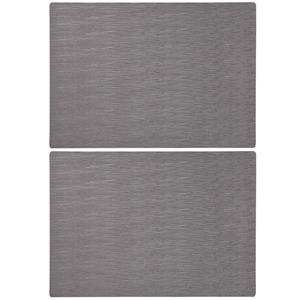Merkloos Set van 2x stuks rechthoekige placemats grijs 43 x 30 cm leder look -