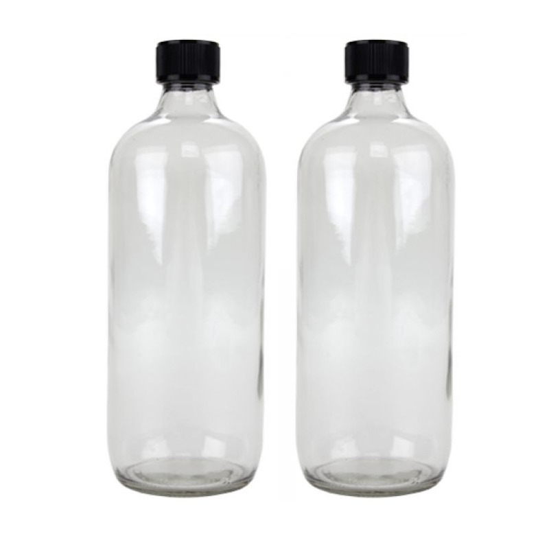 Merkloos 4x Glazen ronde flessen met schroefdoppen 1000 ml -