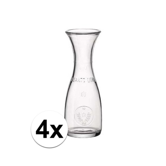 Merkloos 4x Glazen water karaffen 0,25 liter -