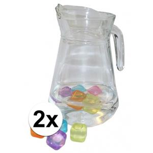 Merkloos 2 stuks glazen waterschenkkannen 1,3 liter -