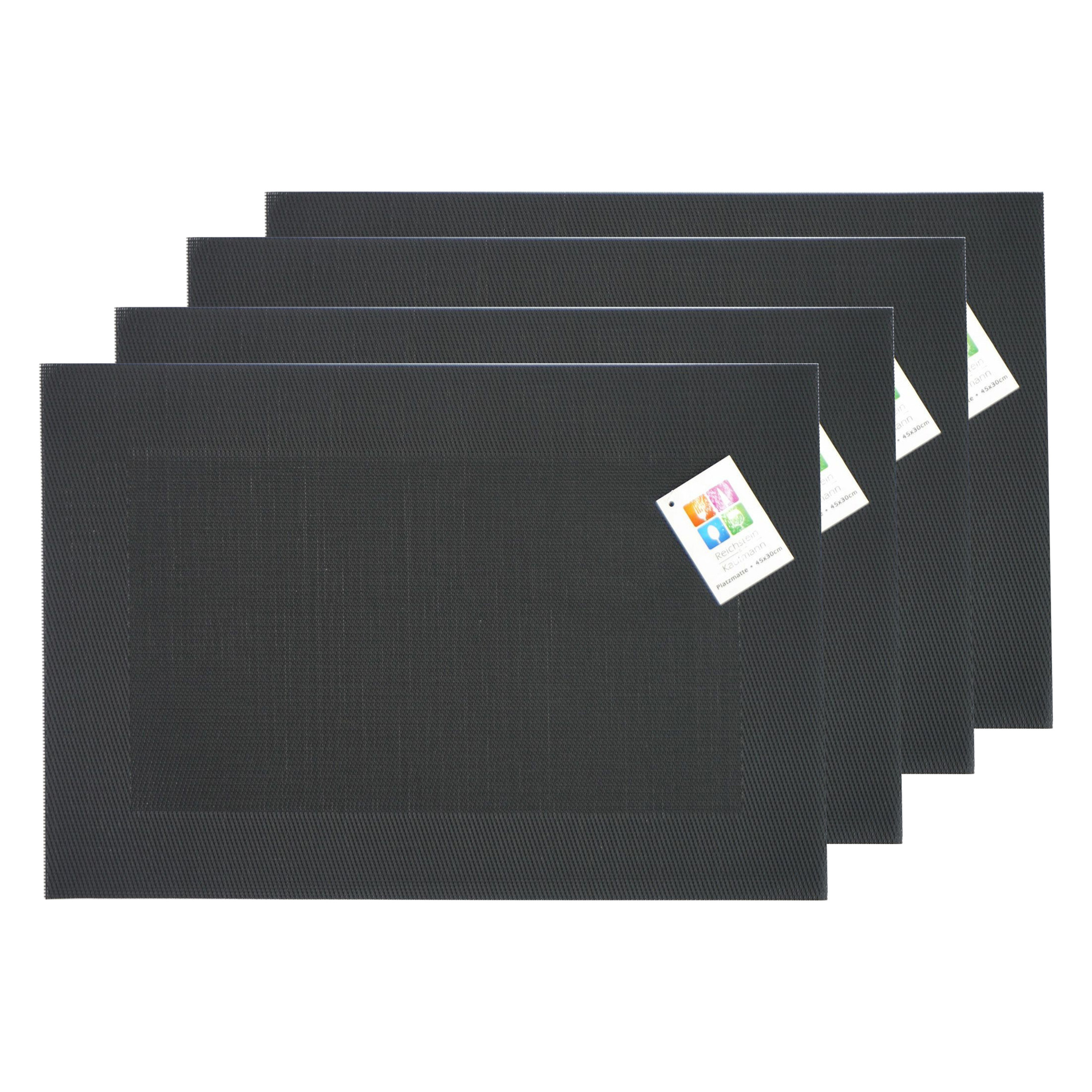 Merkloos Placemats Hampton - 4x - zwart - PVC - 30 x 45 cm -