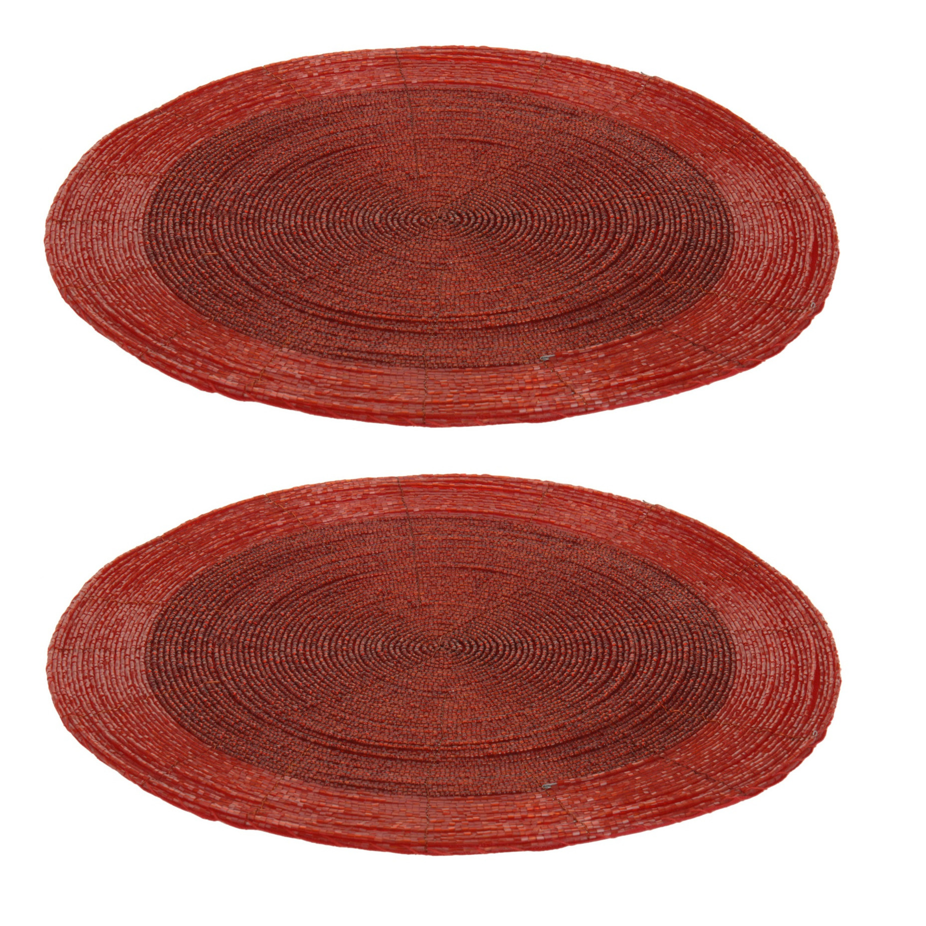 Merkloos 2x stuks placemats/onderleggers rood rond D35 cm -