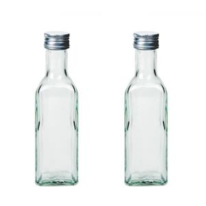Merkloos 10x Glazen vierkante flesjes met schroefdoppen 100 ml -