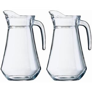 Shoppartners 2x Schenkkannen van glas 1,6 liter van 24 cm -