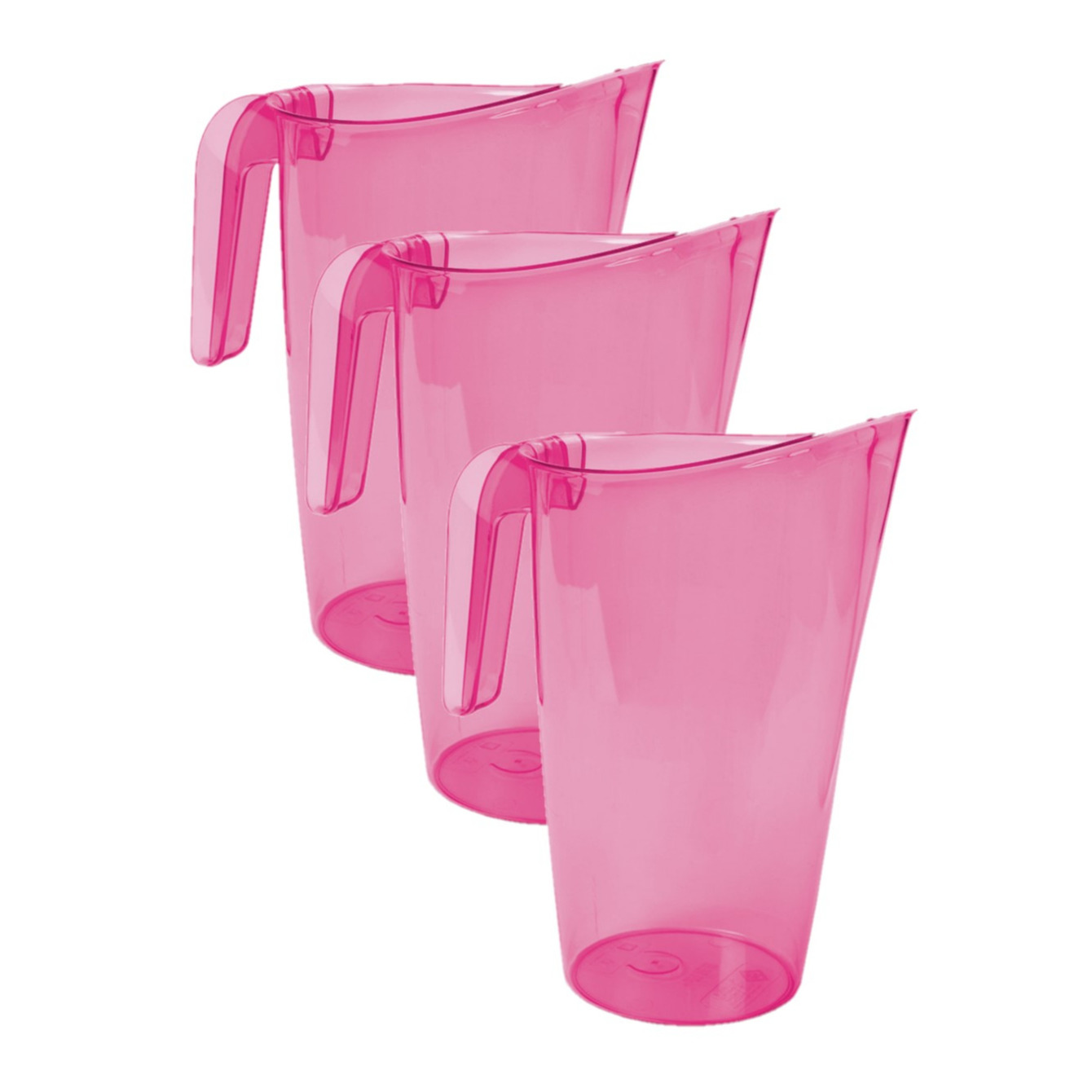 Hega Hogar 4x stuks waterkan/sapkan transparant/roze met inhoud 1.75 liter kunststof -