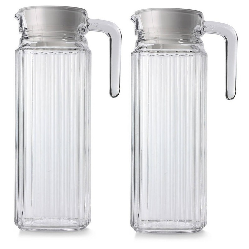 Luminarc 2x Glazen koelkast schenkkannen met dop 1,1 -