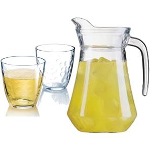 Luminarc schenkkan/waterkan van glas 1.6 liter met 6x waterglazen van 250 ml -