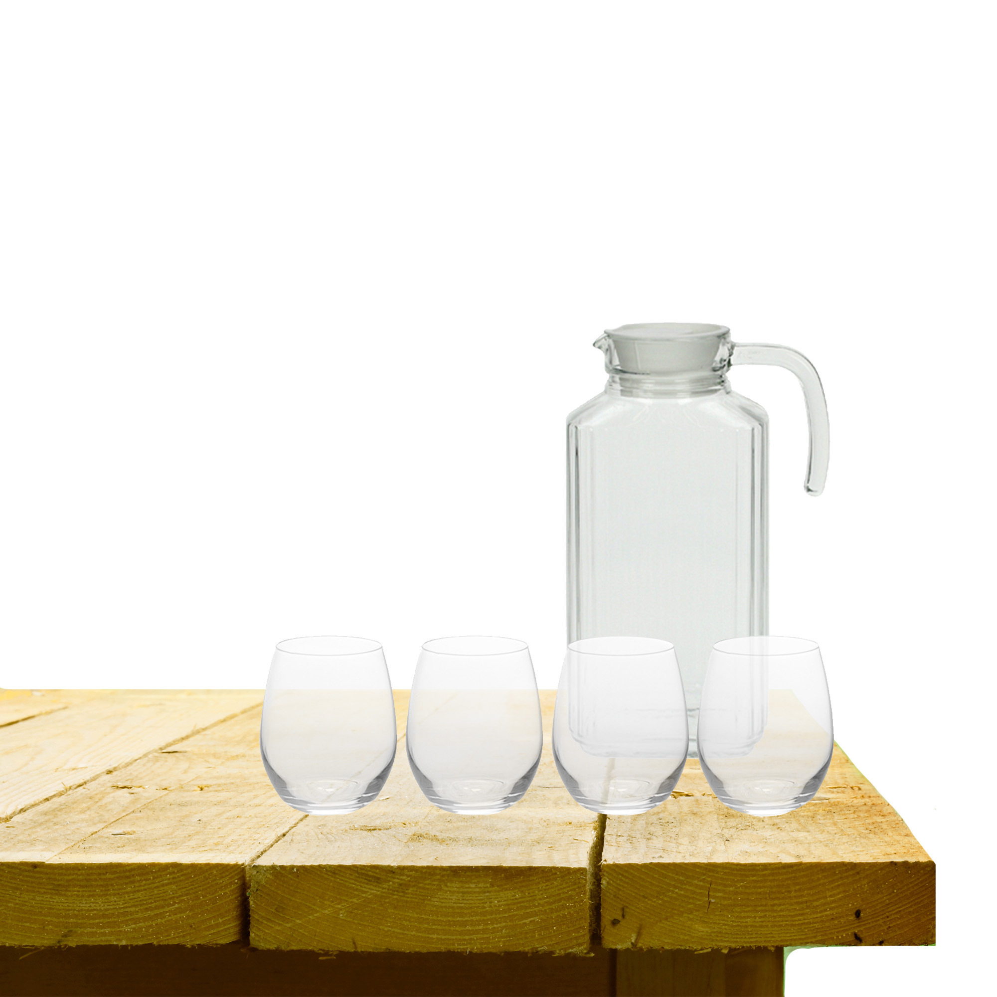 Excellent Houseware karaf schenkkan glas 1700 ml met 4x stuks Oval waterglazen -