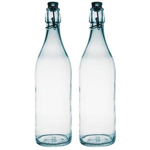 Bormioli Rocco beugelfles/weckfles - 4x - transparant - glas - 1 liter -