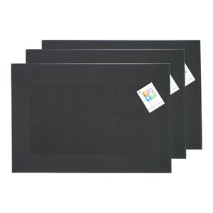 Merkloos Placemats Hampton - 6x - zwart - PVC - 30 x 45 cm -
