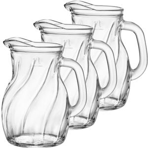 Bormioli Rocco 3x stuks glazen schenkkannen/waterkannen 1 liter -