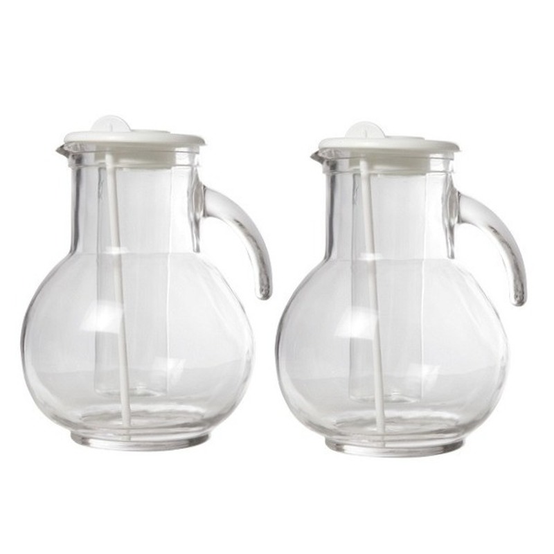 Merkloos 2x Glazen schenkkannen met koelfunctie 2 liter -