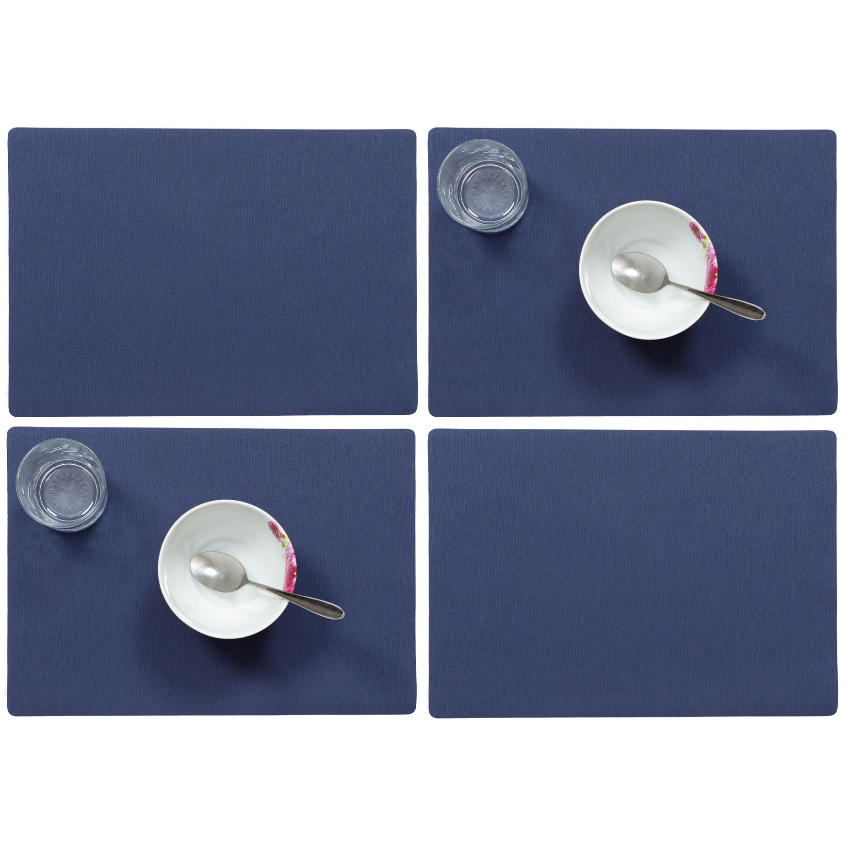 Wicotex Set van 4x stuks stevige luxe Tafel placemats Plain donkerblauw 30 x 43 cm -