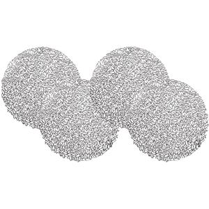 Krist+ Set van 6x stuks ronde gedecoreerde Placemats metallic zilver look diameter cm -