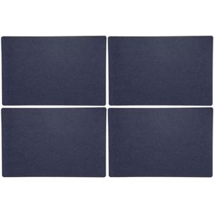 Merkloos 6x stuks rechthoekige placemats met ronde hoeken polyester navy blauw 30 x 45 cm -