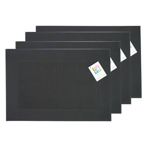 Merkloos Placemats Hampton - 8x - zwart - PVC - 30 x 45 cm -