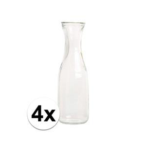 Merkloos 4x Glazen karaf 1 liter -