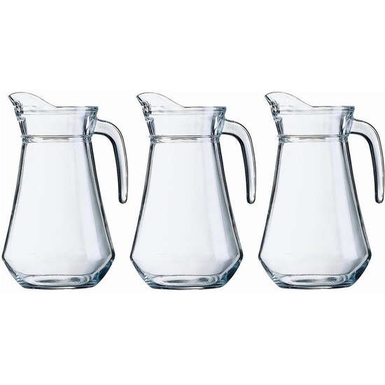 Shoppartners 3x Schenkkannen van glas 1,6 liter van 24 cm -