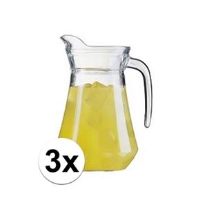 Merkloos 3 stuks glazen schenkkan 1,6 liter -