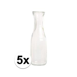 Merkloos 5x Glazen karaf 1 liter -