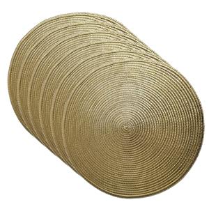 Gerimport Set van 6x stuks ronde placemats metallic goud look diameter cm -