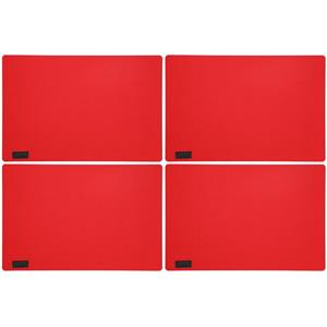 Merkloos 8x stuks rechthoekige placemats met ronde hoeken polyester rood 30 x 45 cm -