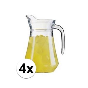 Merkloos 4 stuks glazen schenkkan 1,6 liter -