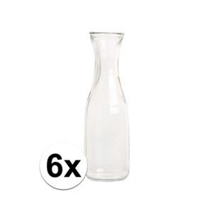 Merkloos 6x Glazen karaf 1 liter -