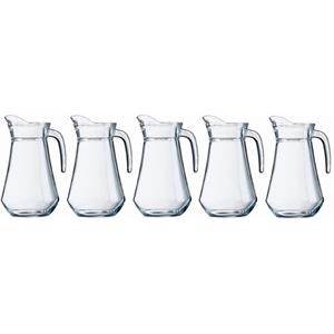 Shoppartners 5x Schenkkannen van glas 1,6 liter van 24 cm -